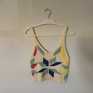 MOTHER The Cropped Varsity All-Star Sweater Tank Sz M